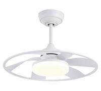 Ventilateur de plafond avec LED, 26 W, 55 cm, 6 pales, télécommande, blanc