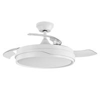 Ventilateur de plafond avec LED, 72 W, 7200 lumens, 3 pales, 6 vitesses, blanc