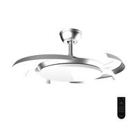 Cecotec Ventilateur Plafond avec Lumière et Pales Rétractables EnergySilence Aero 4500 Puzzle Invisible Silver. 30W, Moteur DC, Diamètre 42", Lumière LED, Télécommande, Minuterie, Fonction Été/Hiver