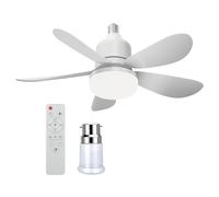 Ventilateur de Plafond avec Lumière et Telecommande, 52CM 40W Ventilateur de plafond silencieux E27 avec 3 niveaux, lampe LED dimmable, 3 Vitesses, minuterie 2/4h, 5 Pales,52*52*18.5cm B22)