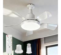 Ventilateur de plafond avec Lumière et Télécommande, Douille E27, 3000 lm | Silencieux Ventilateur plafonnier LED dimmable 3 couleurs, 3 Vitesses Minuterie incluse rallonges & culot E27，Ø62 cm Blanc