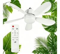 Ventilateur de Plafond avec Lumière et Telecommande E27/E26 40W 5 Pales | 3 Vitesses, Timing, Silencieux, Dimmable
