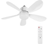 Ventilateur de Plafond avec Lumière et Telecommande, E27/E26 Lampe de LED Dimmable Plafonnier Timing, Installation Rapide, Petit Ventilateur Plafond Silencieux pour Salon, Bureau, Chambre (52CM)