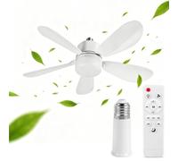 Ventilateur de Plafond avec Lumière et Telecommande, E27/E26 Lampe de Ventilateur LED Plafonnier Timing - 5 Pales - Dimmable, Silencieux, 3 Vitesses, pour Cuisine Chambre Salon (42cm + E27 Extension)