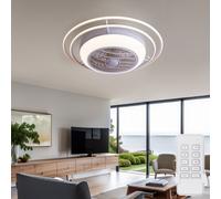 Ventilateur de plafond avec lumière et télécommande Lampe de plafond Ventilateur Plafonnier Lumière du jour, CCT, métal, blanc, 1x LED 38 Watt 1800 lm 3000-6500, D 73 cm