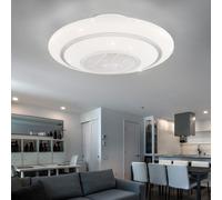 Ventilateur de plafond avec lumière et télécommande plafonnier ventilateur plafonnier effet étoile lampe lumière du jour, CCT, métal, blanc, 1x LED 24 watt 1400 lm 3000 -6000, D 60 cm