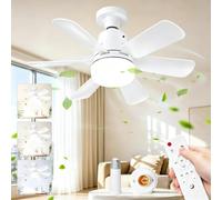 Ventilateur De Plafond Avec Lumière Et Telecommande, Ultra-Silencieux Lustre Ventilateur De Plafond Avec Douille E27, 3 Vitesses,Réglage continu Luminosité et Température de Couleur pour Chambre Salon