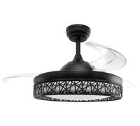 Ventilateur de plafond avec lumière LED 76W Ø107cm 3 Pales rétractables 6 vitesses Télécommande Minuterie Eté/Hiver Jocca