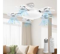 Ventilateur de Plafond avec Lumière LED Pliable 5 Pales Type Drone E27 80W