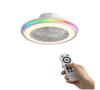 Ventilateur de plafond avec éclairage, silencieux, pales dissimulées, 6 vitesses, moteur à courant continu, télécommande InnovaGoods