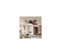 Ventilateur de plafond avec lumière LED, silencieux, réversible, 5 pales | Moteur DC, 6 vitesses, télécommande, minuterie 2/4 h, LED 3000-6500 K réglable de 10 à 100 %, profil bas de 21 cm.