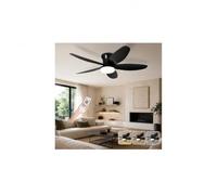 Ventilateur de plafond avec lumière LED, silencieux, réversible, 5 pales | Moteur DC, 6 vitesses, télécommande, minuterie 2/4 h, LED 3000-6500 K réglable de 10 à 100 %, profil bas de 21 cm.