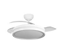 Ventilateur de plafond avec lumière LED Yatek Mia, moteur DC silencieux, pales rétractables invisibles, 6 vitesses, télécommande, mode été/hiver, blanc