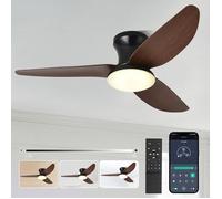 Ventilateur de Plafond avec lumière - Télécommande - 60W LED Dimmable Lampe de Plafond avec Moderne, 6 Vitesses, Marron 100CM