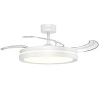 Ventilateur De Plafond Avec Pales Rétractables Et éclairage Led 3cct, 30 + 24 W, 6 Vitesses, Blanc, ø106 Cm
