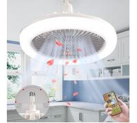 Ventilateur de plafond avec Télécommande, E27 à LED Fan Plafonnier, Moderne Dimmable éclairage Silencieux - pour Chambre Salon