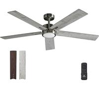 Ventilateur de plafond avec télécommande et éclairage : 132 cm. Ventilateur de plafond moderne pour chambre, avec LED tri-couleur à intensité variable. Moteur DC réversible et silencieux. Adapté pour