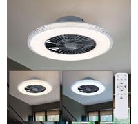 Ventilateur de plafond avec télécommande Lampe de plafond effet d'étoile Ventilateur marche avant-arrière, minuterie CCT, blanc, LED 38W 4400Lm chaud-froid, DxH 60x18 cm