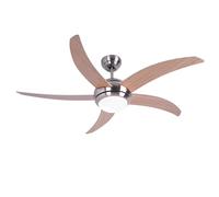 Ventilateur de plafond avec télécommande Salle à manger Ventilateur Refroidisseur Verre opalin, MDF, brun, 3 vitesses Timer, 2x E27 douille, D 132 cm