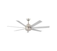 Ventilateur de plafond AZAR 60 en acier aluminium brossé et nickel mat D1524mm