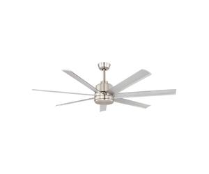 Ventilateur de plafond AZAR 60 en acier aluminium brossé et nickel mat D1524mm