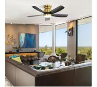 Ventilateur de plafond blanc 42 pouces 5 pales ABS résistant silencieux moteur réversible éclairage pour intérieur maison