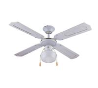 Ventilateur de plafond blanc avec lumière, 4 pales en bois, 105 cm Salig