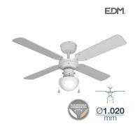 Ventilateur de plafond CARIBE 50W 85cm blanc 1xE27 60W EDM 33800