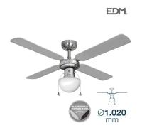 Ventilateur Plafond Caribe Chromé Design Chromé, 102cm, 50w - Edm