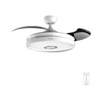 Ventilateur de plafond 35 W à 6 vitesses, pales rétractables, télécommande, minuterie, éclairage LED et haut-parleur Bluetooth