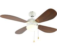 Ventilateur de plafond Classic 105 cm Blanc / Noyer avec éclairage et chainettes
