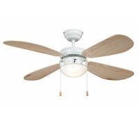 Ventilateur de plafond Classic 105 cm Blanc / Pin avec éclairage et chainettes