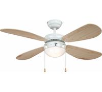 Ventilateur de plafond Classic 105 cm Blanc / Pin avec éclairage et chainettes