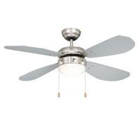 Ventilateur de plafond Classic 105 cm Nickel / Argenté avec éclairage et chainettes