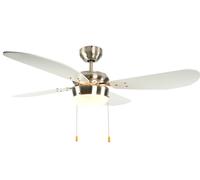 Ventilateur de plafond Classic 105 cm Nickel / Blanc avec éclairage et chainettes