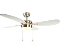 Ventilateur de plafond Classic 105 cm Nickel / Blanc avec éclairage et chainettes