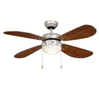 Ventilateur de plafond Classic 105 cm Nickel / Noyer avec éclairage et chainettes