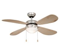 Ventilateur de plafond Classic 105 cm Nickel / Pin avec éclairage et chainettes
