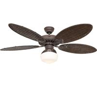 Ventilateur de plafond Classic Royal 132 cm Marron antique avec pales rotin et éclairage