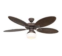 Ventilateur de plafond Classic Royal 132 cm Marron antique avec pales rotin et éclairage