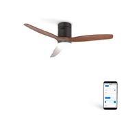 Ventilateur de plafond - Create - Avec lumière - Ø132cm - Noir / Effet bois foncé - WIFI + Télécommande