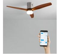 Ventilateur de plafond - Create - Avec lumière - Nickel/Effet bois foncé - Ø132cm - WiFi + Télécommande