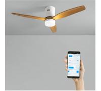 Ventilateur de plafond - Create - Avec lumière - Silencieux - Ø132cm - Blanc/Effet bois clair