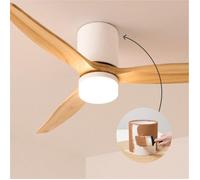 WIND CALM CONCRETE - Ventilateur De Plafond 40W Silencieux Ø132cm 100 % Bois Avec Un Boîtier En Plâtre Personnalisable Télécommande
