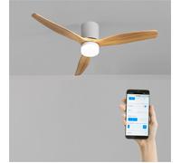 CREATE / WINDCALM CONCRETE/Ventilateur de plafond blanc bois clair avec Wifi et télécommande / 40W, Carcasse en plâtre personnalisable, Ø132 cm, fonction été-hiver, lumière LED 3 températures