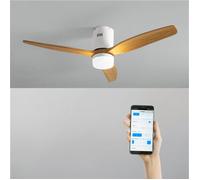 CREATE / WINDCALM NATURAL WOOD M/Ventilateur de plafond avec lumière blanc pales bois clair avec WiFi et télécommande / 40W, Minuterie, Ø132 cm, 3 températures de lumière, fonction été-hiver