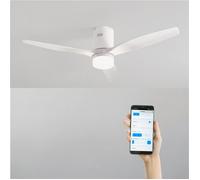 WIND CALM NATURAL WOOD M - Ventilateur de plafond 40W silencieux 100% bois avec eclaraige avec wifi Blanc G