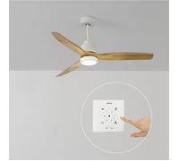 WIND STYLANCE M - Ventilateur de plafond 40W silencieux 100% bois Ø 132 cm avec eclaraige avec contrôleur mural Blanc G