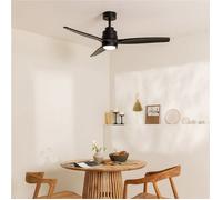 CREATE / WINDSTYLANCE NATURAL WOOD/Ventilateur de plafond avec lumière et télécommande, noir / 40W, silencieux, Ø132 cm, 6 vitesses, programmable, fonction été-hiver