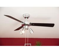 Ventilateur de plafond Cyrus Chrome 107 cm avec éclairage et chainettes